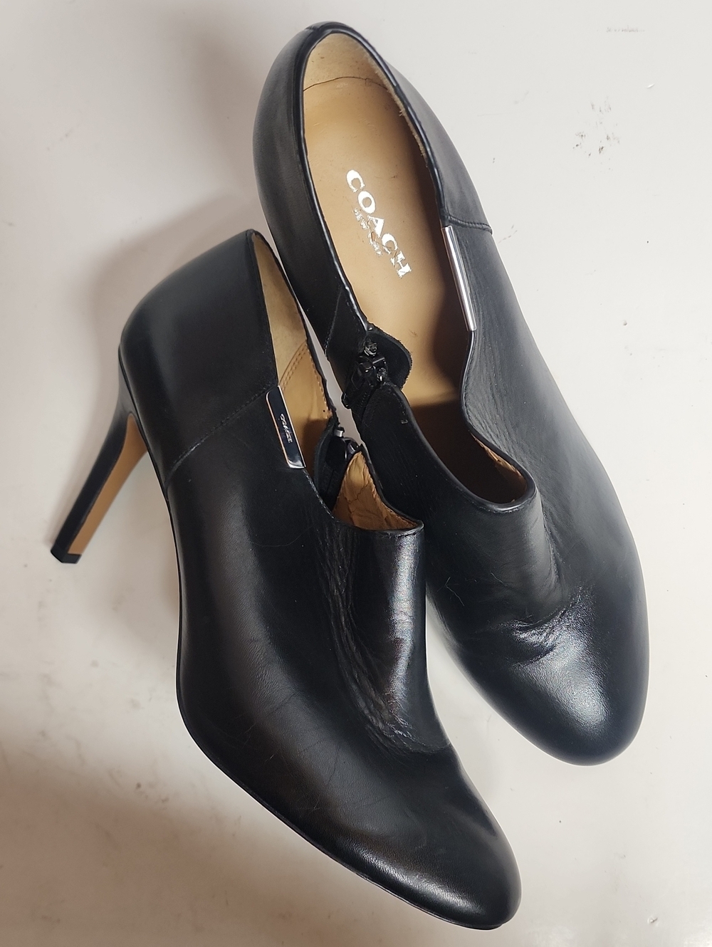 COACH Black Leather Stiletto Ankle Pumps